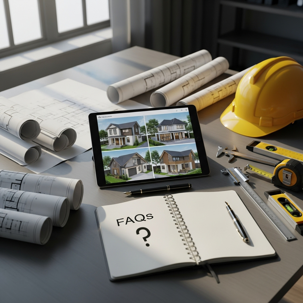 Modern living room with kitchen area